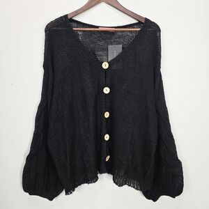 NWT Signature8 Open Knit Cardigan M Cable Knit Balloon Sleeve‎ Oversized Beach